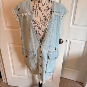 Spell Light Wash Frayed Denim Vest EC FINAL PRICE